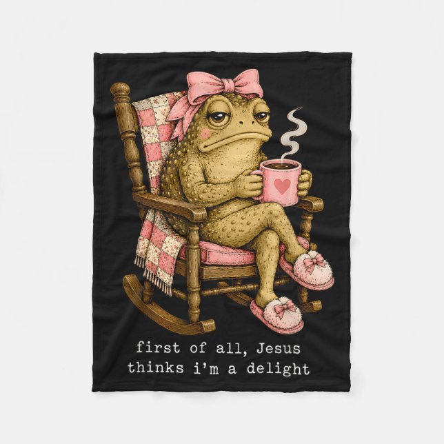 Couverture Polaire Premier Jésus Pense Qu'une Grenouille Drôle Est un (Devant)