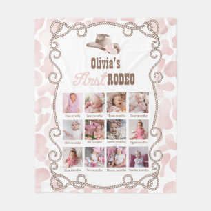 Couverture Polaire Premier Rodéo 1er Anniversaire Signe Photo Rose Po