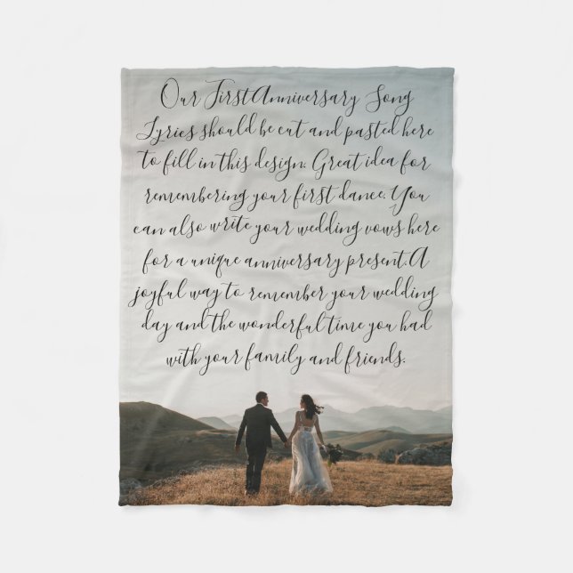 Couverture Polaire Première Danse Chanson Lyrics Anniversaire Cadeau  (Devant)