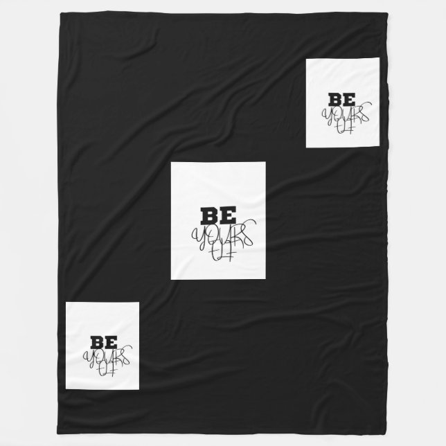 Couverture Polaire Premium Be Yourself Blanche Toison Noir & Blanc. (Devant)