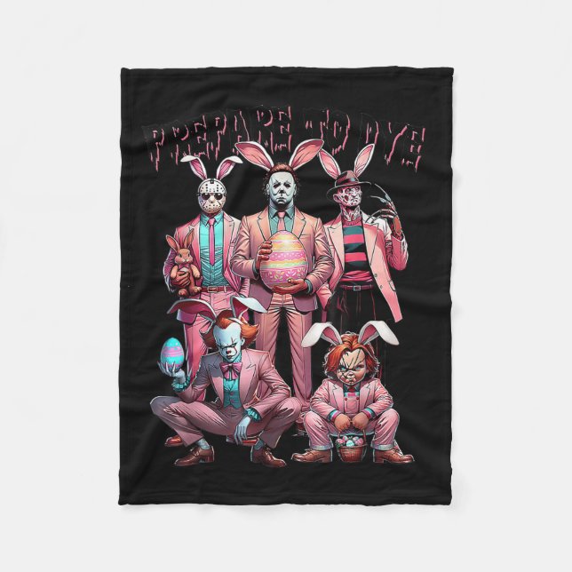 Couverture Polaire Préparez-Vous À Super Dye Funny Bunny Pâques Horre (Devant)