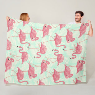 Couverture Polaire Preppy Chic Elegant Pink Flamingo Motif