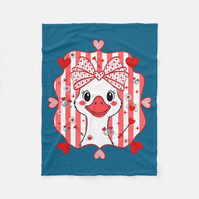Couverture Polaire Preppy Cute Goose Coquette Bow Valentine's Day Wom (Devant)