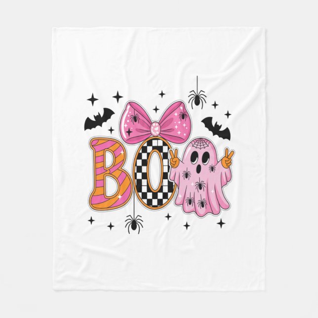 Couverture Polaire Preppy Éffrayant Halloween Boo (Devant)