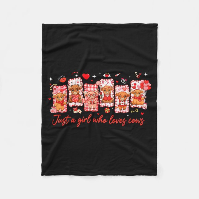 Couverture Polaire Preppy Just A Girl Who Loves Cows Valentines Day A (Devant)
