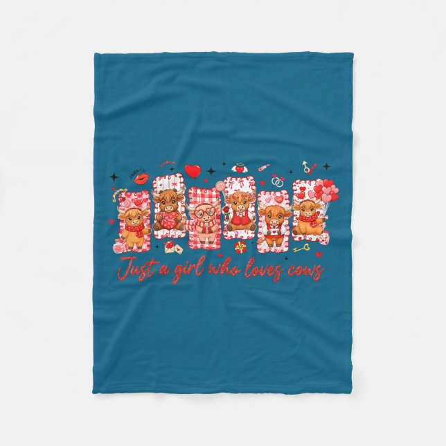 Couverture Polaire Preppy Just A Girl Who Loves Cows Valentines Day A (Devant)