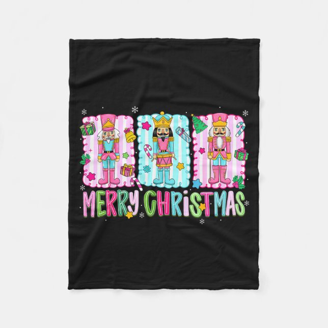 Couverture Polaire Preppy Merry Christmas Cute Nk Nutcracker Girl Wom (Devant)