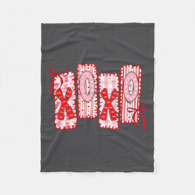 Couverture Polaire Preppy Xoxo Coquette Bow Hearts Valentine's Day Wo (Devant)