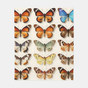 Couverture Polaire Présentation en grille de collection de papillons