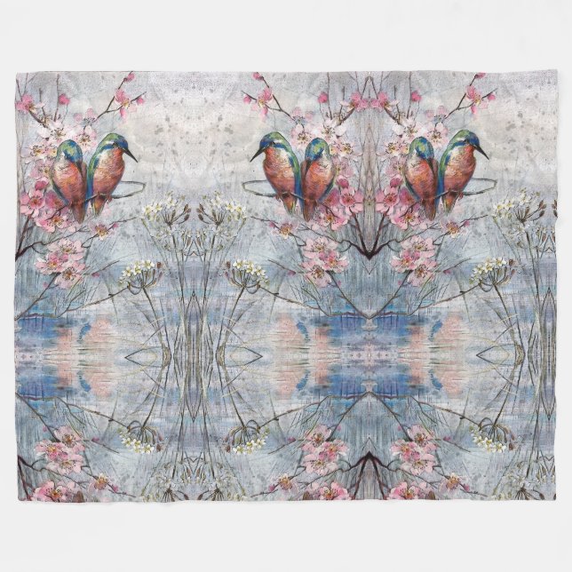 Couverture Polaire Pretty Painted Kingfish and Flowers (Devant (Horizontal))