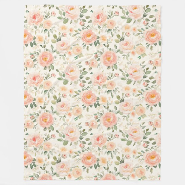 Couverture Polaire Pretty Peach Flowers   (Devant)