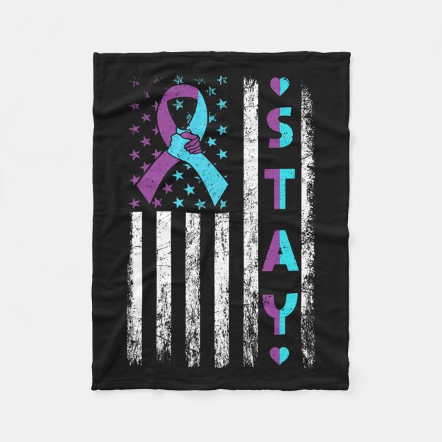 Couverture Polaire Prévention Sensibilisation Restez Rose Et Turquois (Devant)