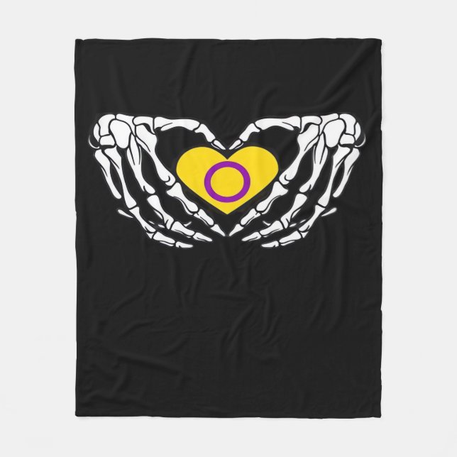 Couverture Polaire Pride Intersex Skeleton Halloween Goth Heart Class (Devant)
