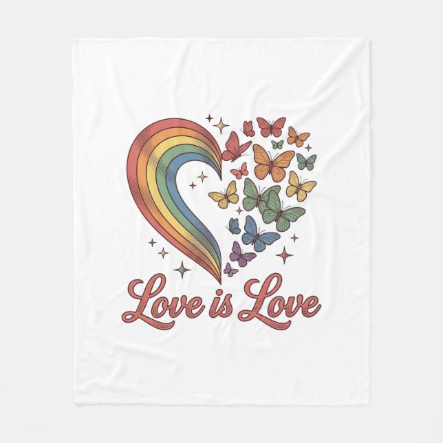 Couverture Polaire Pride Papillon Cœur L'amour Est L'amour Conception (Devant)