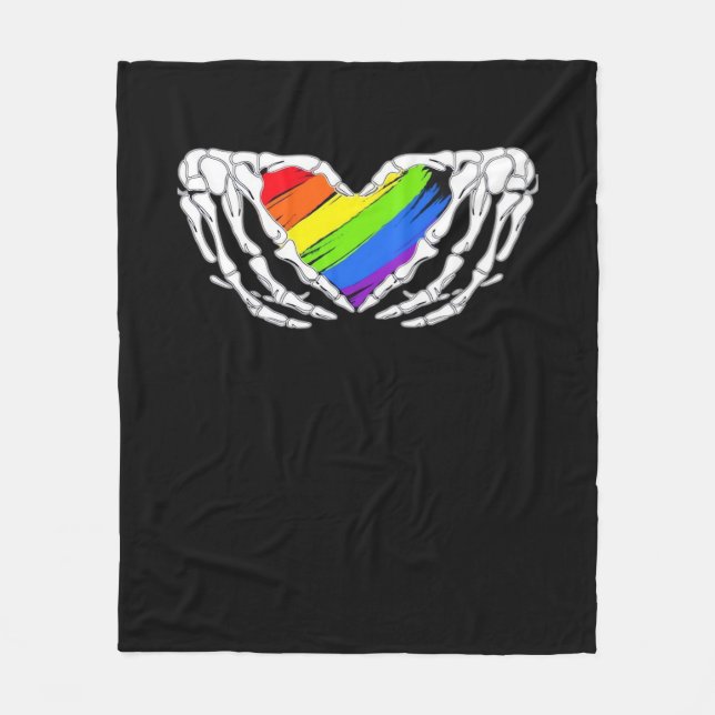 Couverture Polaire Pride - Pride Skeleton mains avec coeur 2 Classic (Devant)