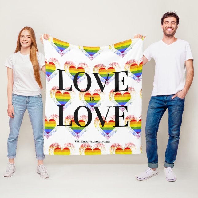 Couverture Polaire Pride Rainbow Heart Gay lesbian LGBT Families (En situation)