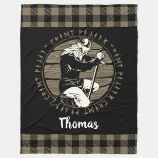 Couverture Polaire Prière Viking Kneeling personnalisée Rune Tan Blac