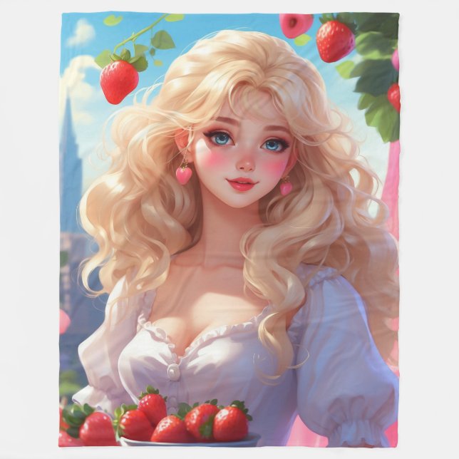 Couverture Polaire Princesse aux fraises (Devant)