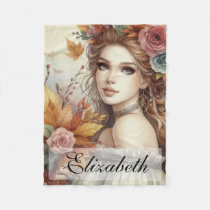 Couverture Polaire Princesse de automne vintage avec feuilles d'autom