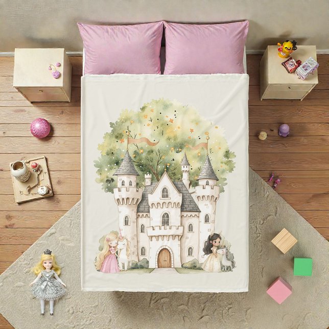 Couverture Polaire Princesse de Conte de Fée à l'Aquarelle Fantaisist (Créateur téléchargé)
