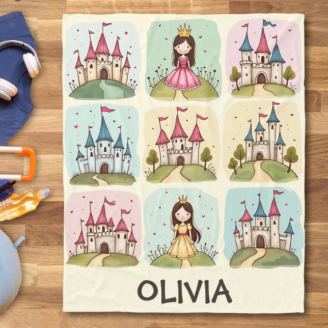 Couverture Polaire Princesse de conte de fées adorable et gribouillag (Créateur téléchargé)