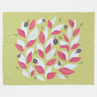 Couverture Polaire Printemps Abstrait Feuilles botaniques roses Ladyb