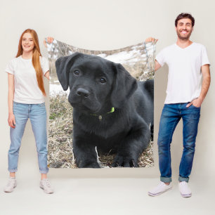 Couverture Polaire Printemps en attente - Labrador Puppy - Black Lab