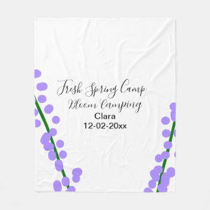 Couverture Polaire Printemps frais camping fleurs de lavande nom date
