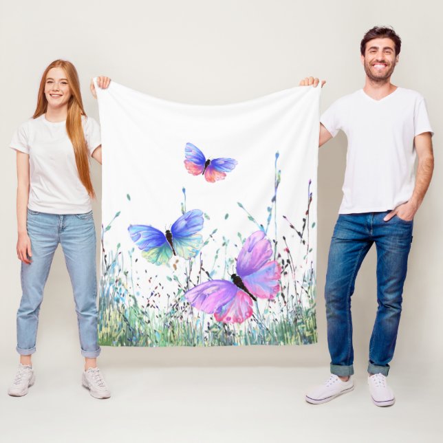 Couverture Polaire Printemps Joy Fleece Blanket Papillons Volant (En situation)