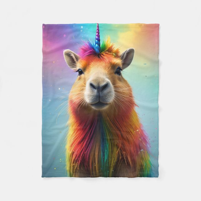 Couverture Polaire Prismhorn : Le Capybaraicorn Arc-en-ciel, (Devant)