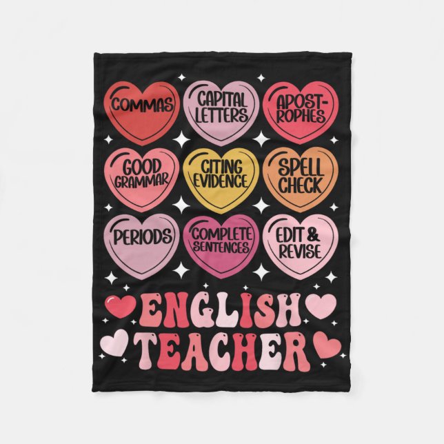 Couverture Polaire Professeur d'anglais Saint-Valentin Grammaire Prof (Devant)