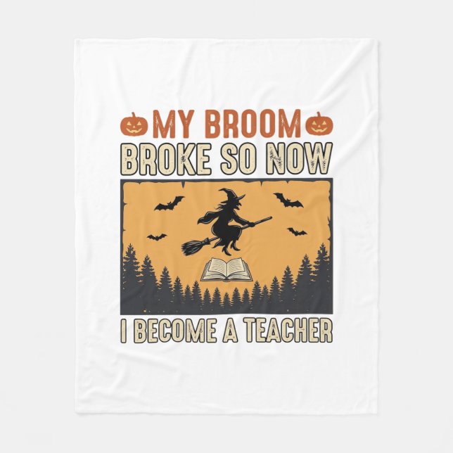 Couverture Polaire Professeur d'Halloween Balai Cassa Conception Vint (Devant)