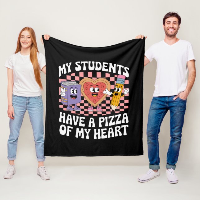 Couverture Polaire Professeur Mes élèves ont une pizza de mon cœur  (En situation)