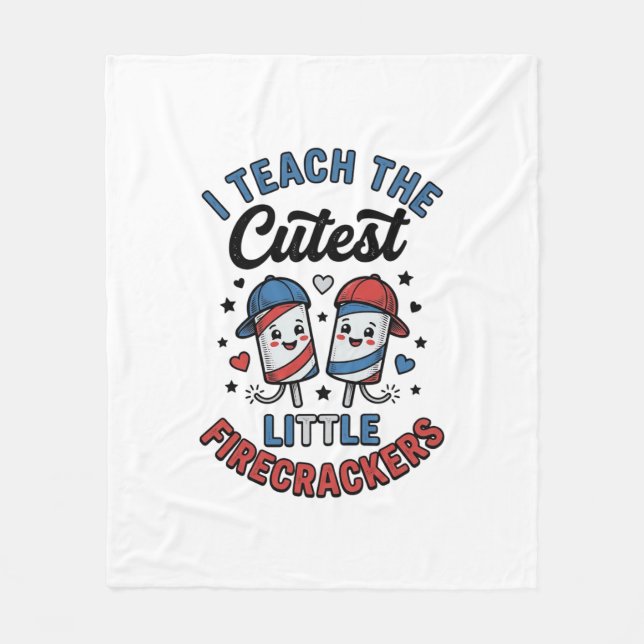 Couverture Polaire Professeur Mignon Firecracker Vintage Quatre Juill (Devant)