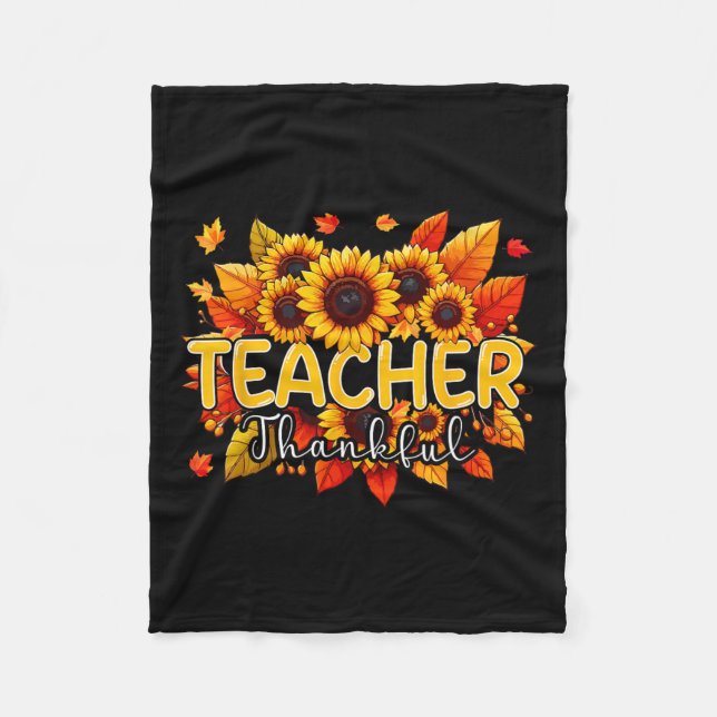 Couverture Polaire Professeur Thanksgiving Sunflowers Fall Prou (Devant)