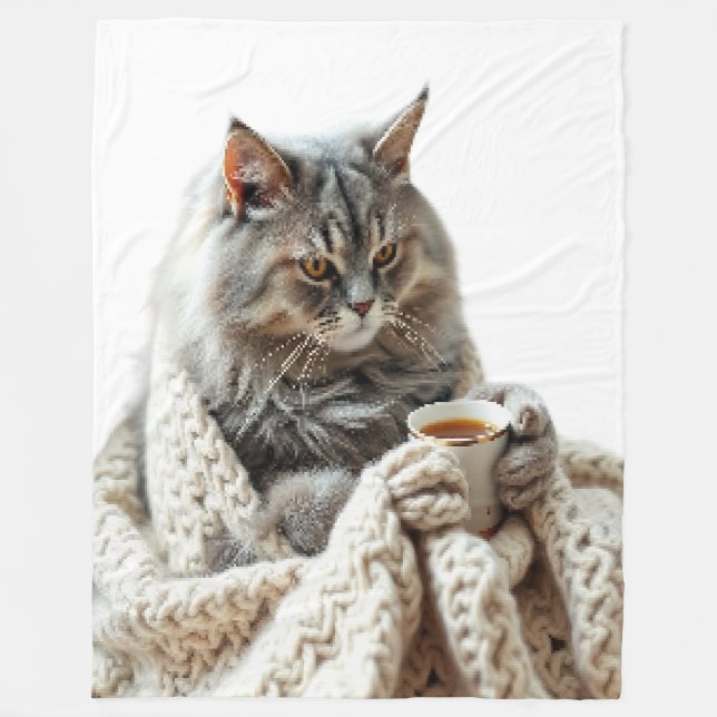 Couverture Polaire Profitez du thé d'hiver de chat (Devant)