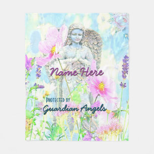 Couverture Polaire Protégé par l'aquarelle d'anges gardien