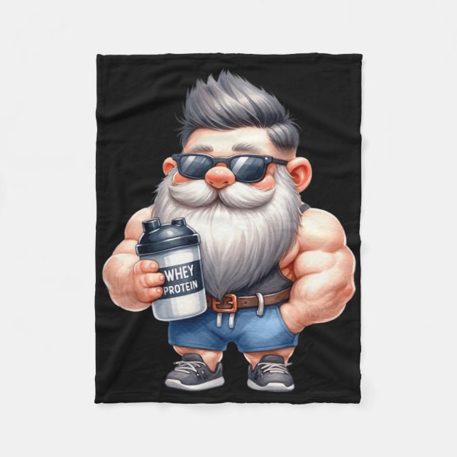 Couverture Polaire Protéine de Whey Gnome Papa Funny Bodybuilder Grap (Devant)