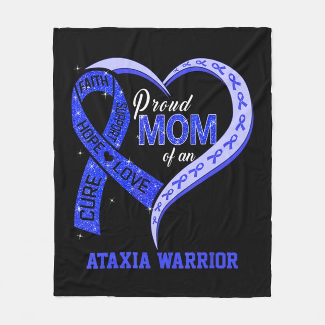 Couverture Polaire Proud Mom Of An Ataxia Warrior Blue Ribbon Matchin (Devant)