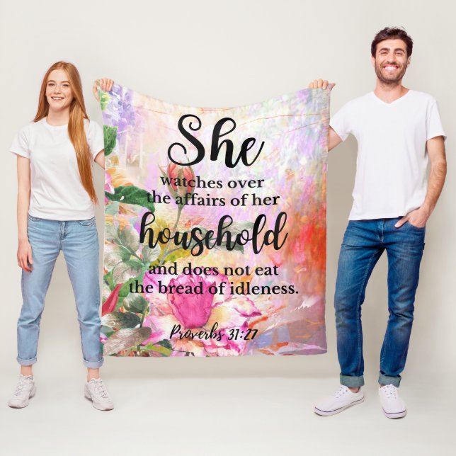 Couverture Polaire Proverbes 31:27 Écriture de la fête des mères (En situation)