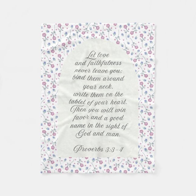 Couverture Polaire Proverbes 3:3–4 Écriture florale  (Devant)