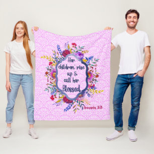 Couverture Polaire Proverbes chrétiens 31:28 Bible Verse Rose floral