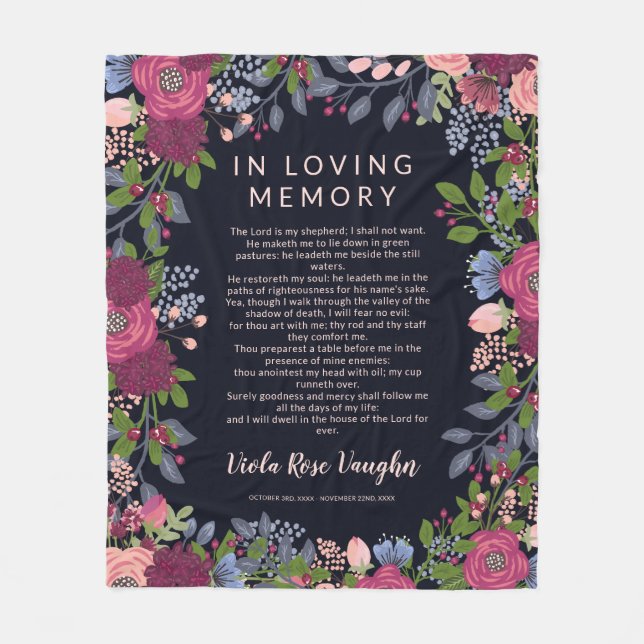 Couverture Polaire Psaume De Fleur Bourgogne En Mémoire Amoureuse (Devant)