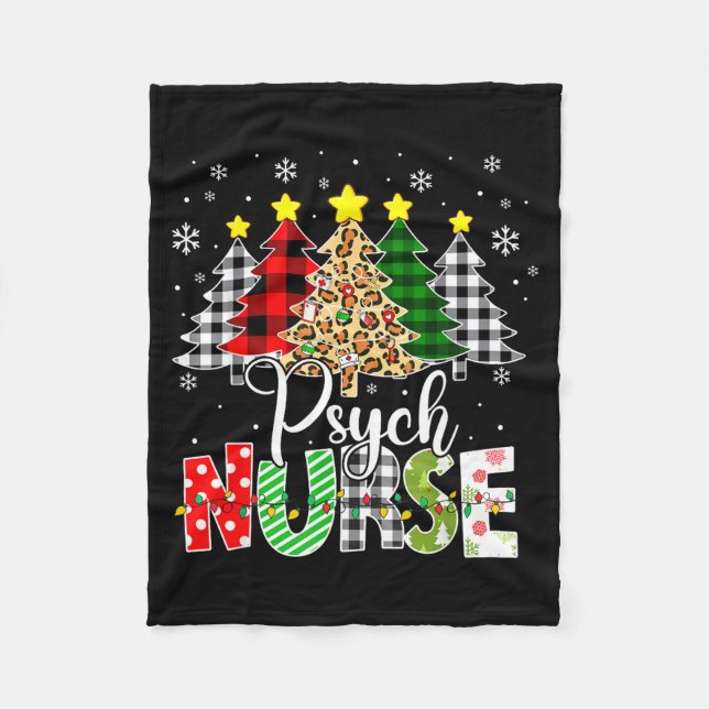 Couverture Polaire Psych Nurse Xmas Tree Leopard Red Plaid Christmas  (Devant)