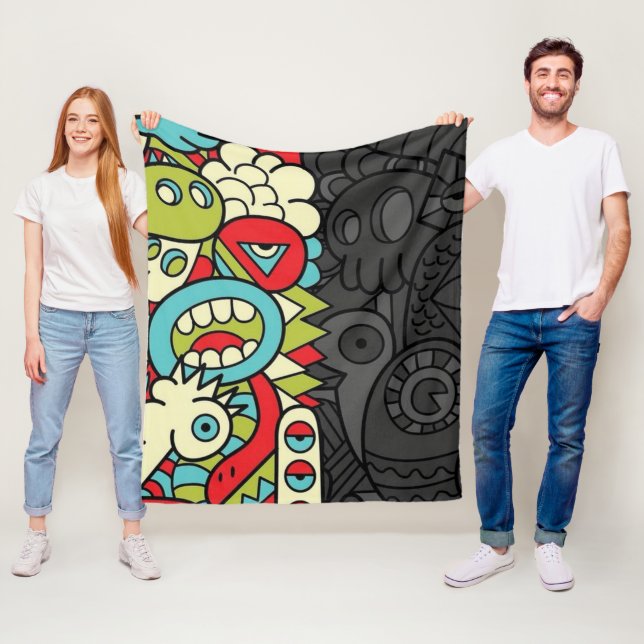 Couverture Polaire Psychedelic Patterns (En situation)