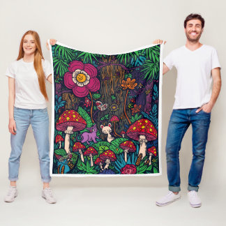 Couverture Polaire Psychedelic woodland fleece blanket