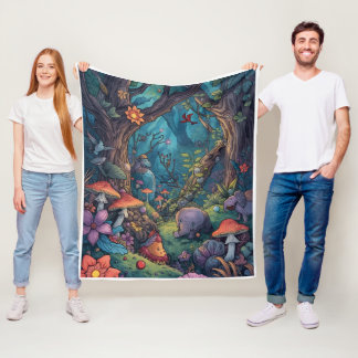Couverture Polaire Psychedelic woodland fleece blanket
