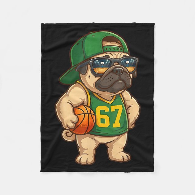 Couverture Polaire Pug Basketball Dog 67 Gen Alpha Slang Srts Men Boy (Devant)