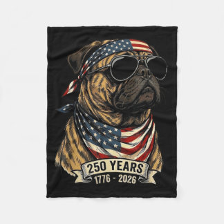 Couverture Polaire Pug Drapeau Américain 250 Ans 1776-2026