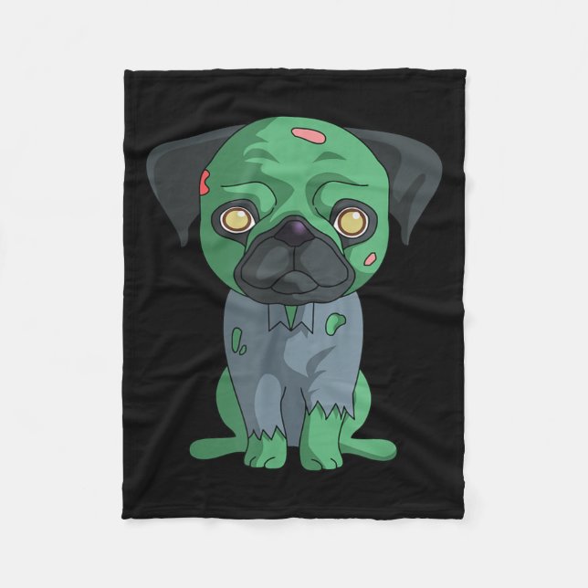 Couverture Polaire Pug zombie (Devant)